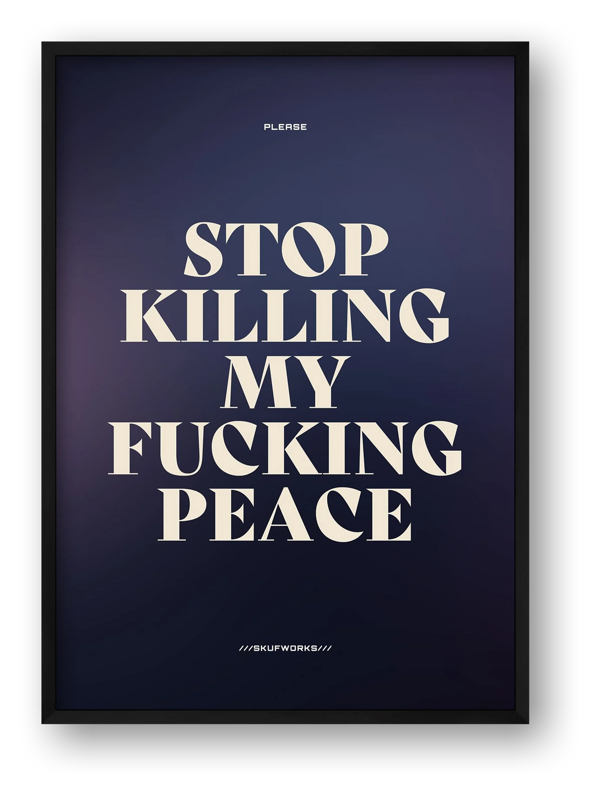 STOP KILLING MY FUCKING PEACE — framed